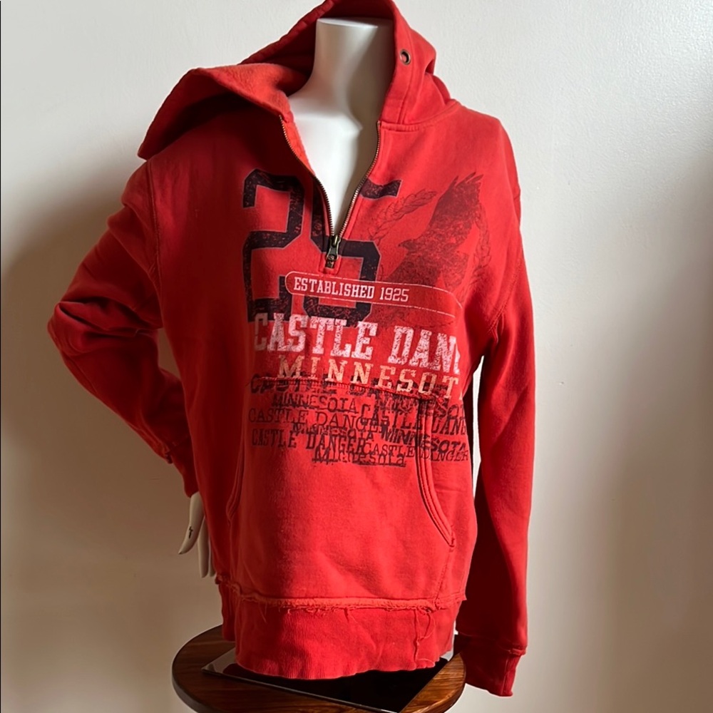 Artisan distressed Castle Danger Red Hoodie size small